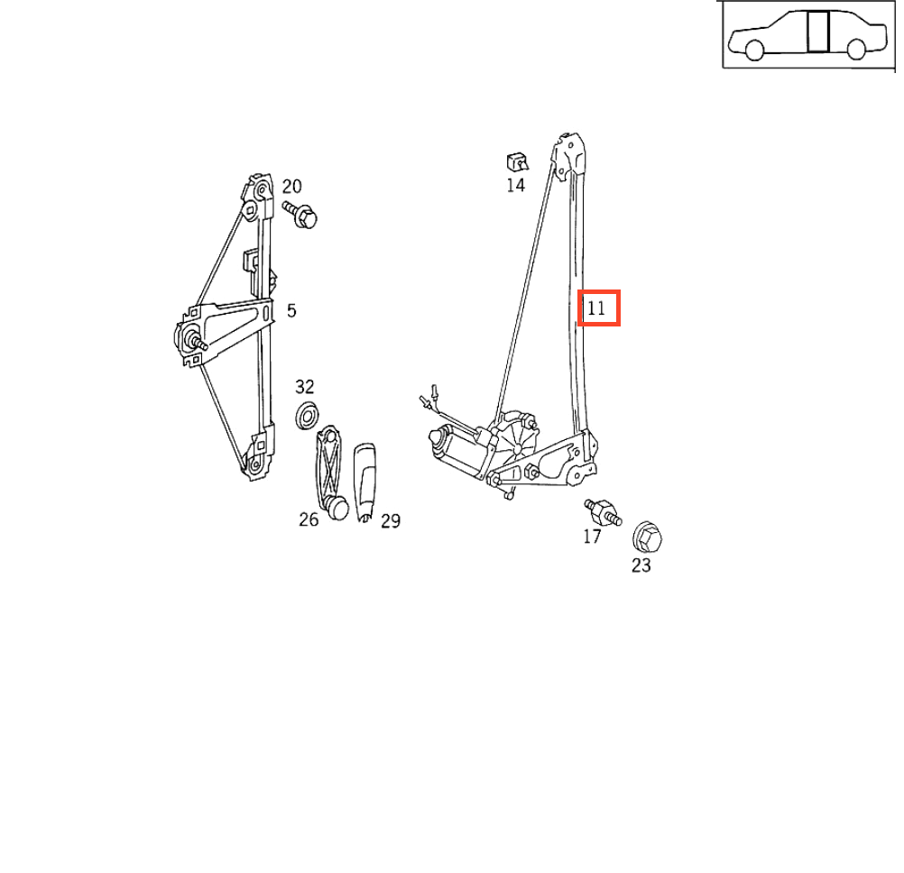 Mercedes-Benz W124 Rear Quarter Window Regulator Repair Kit (A1247300346) — view 3