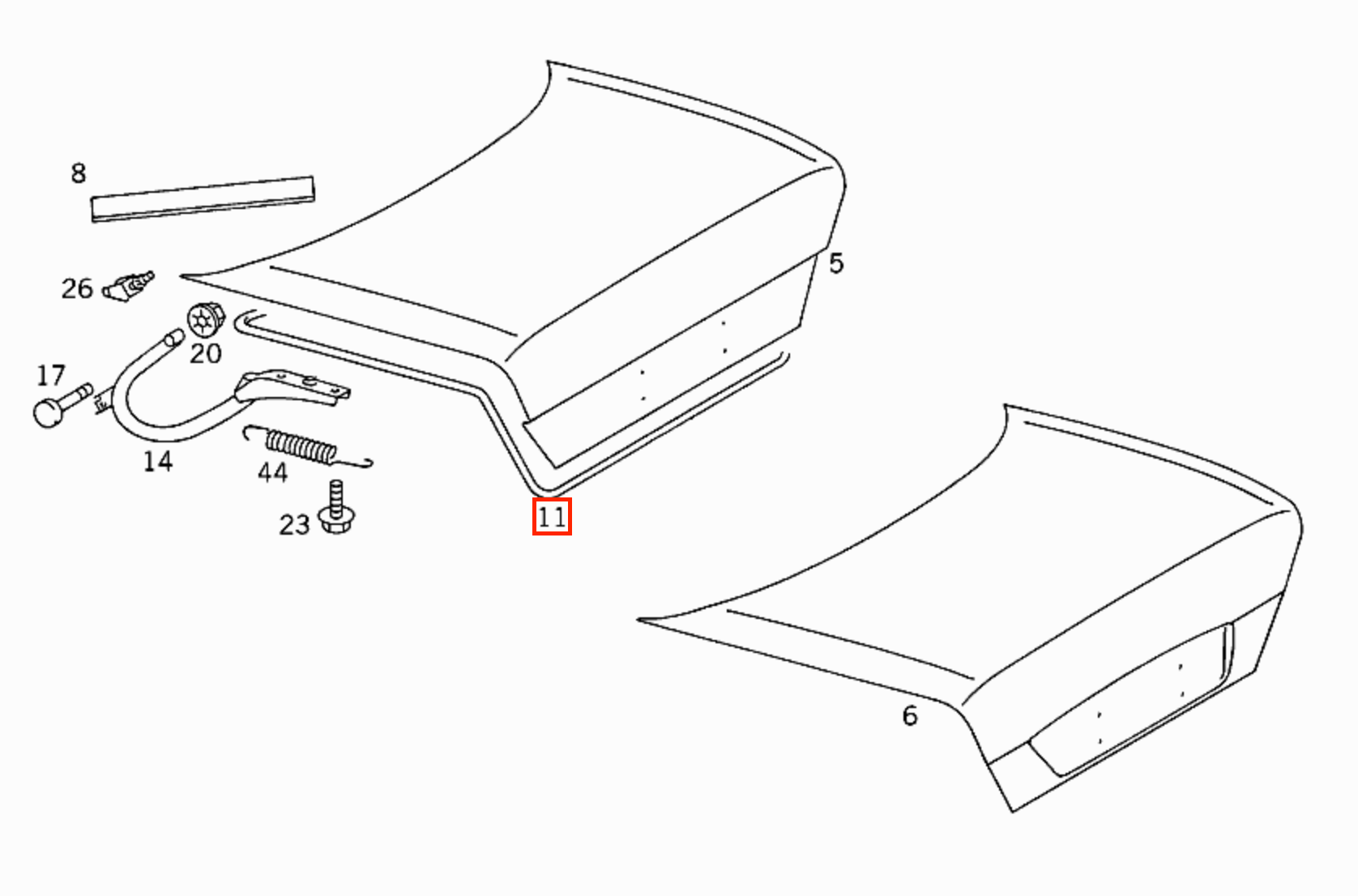 Mercedes-Benz W124 Rubber Trunk Seal Weatherstrip (A1247500398) — view 3