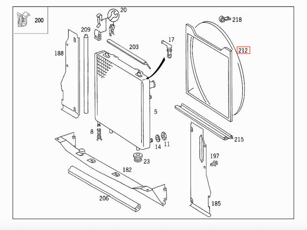 Mercedes-Benz W124 S124 C124 Radiator Fan Shroud (A1245054155) — view 3