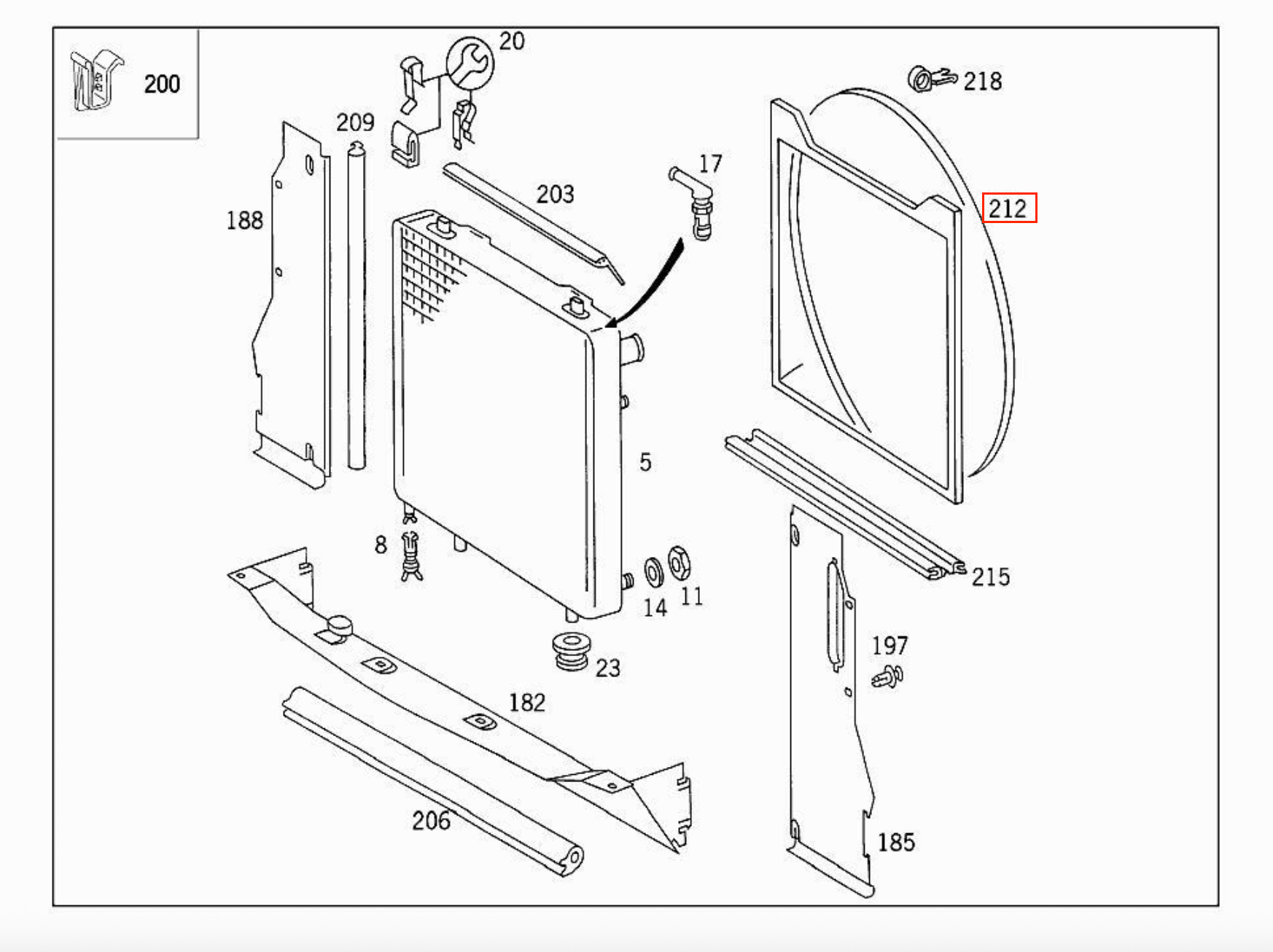 Mercedes-Benz W124 S124 C124 Radiator Fan Shroud (A1245054155) — view 3