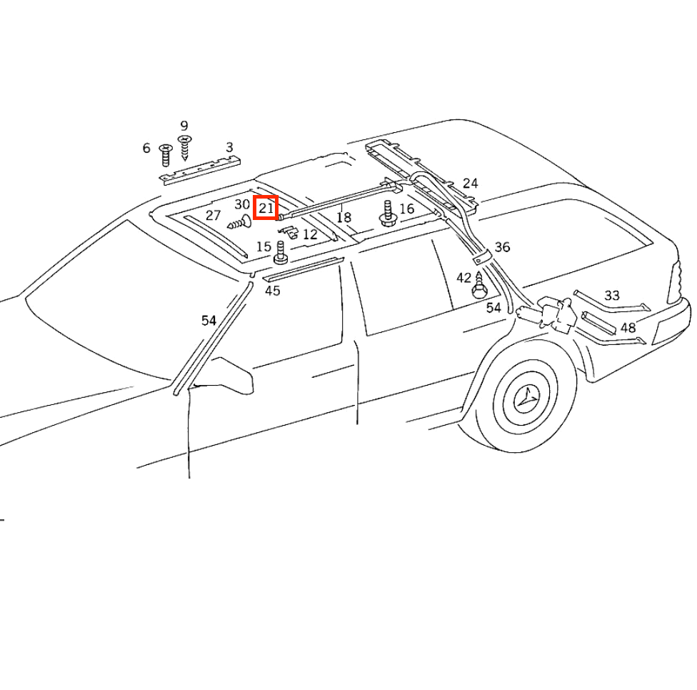 Mercedes-Benz W124 S124 C124 Sunroof Repair Cable (A1247801589) — view 3