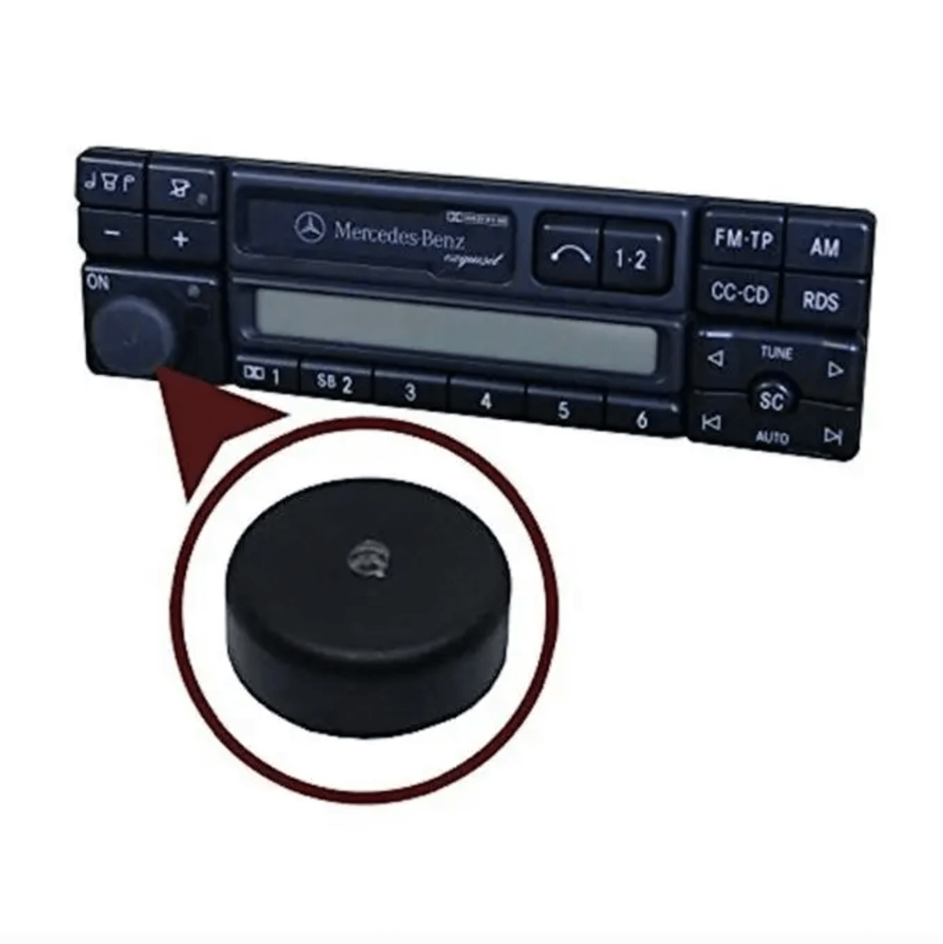 Mercedes-Benz W124 W126 W140 Radio Knob Button (A0038205686) — view 3