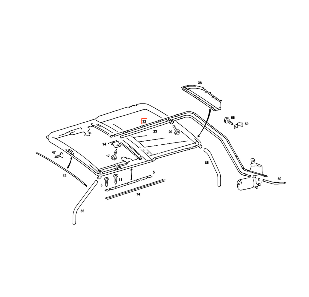Mercedes-Benz W124 W201 190E Coupe Sunroof Cable Cable Core for Sliding Roof — view 3