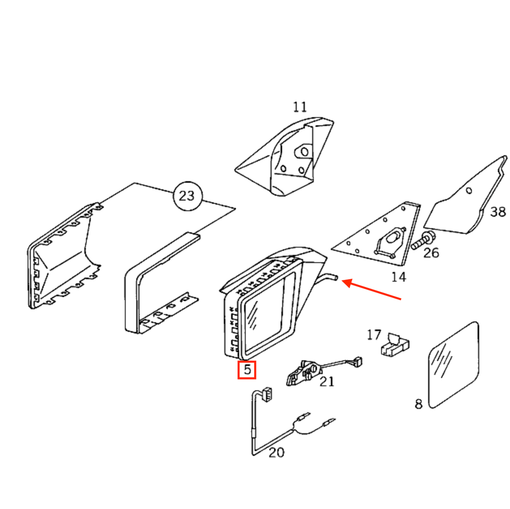 Mercedes-Benz W124 W201 Side Mirror Adjustment Arms Linkage Repair Set Right and Left Set — view 3