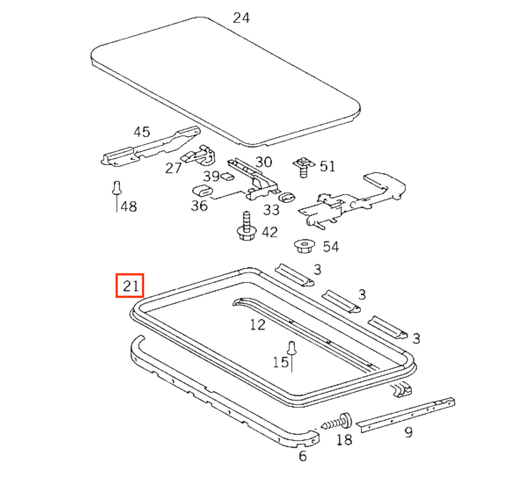 Mercedes-Benz W124 W201 W202 – Sunroof Sliding Seal (A1247800298) — view 3