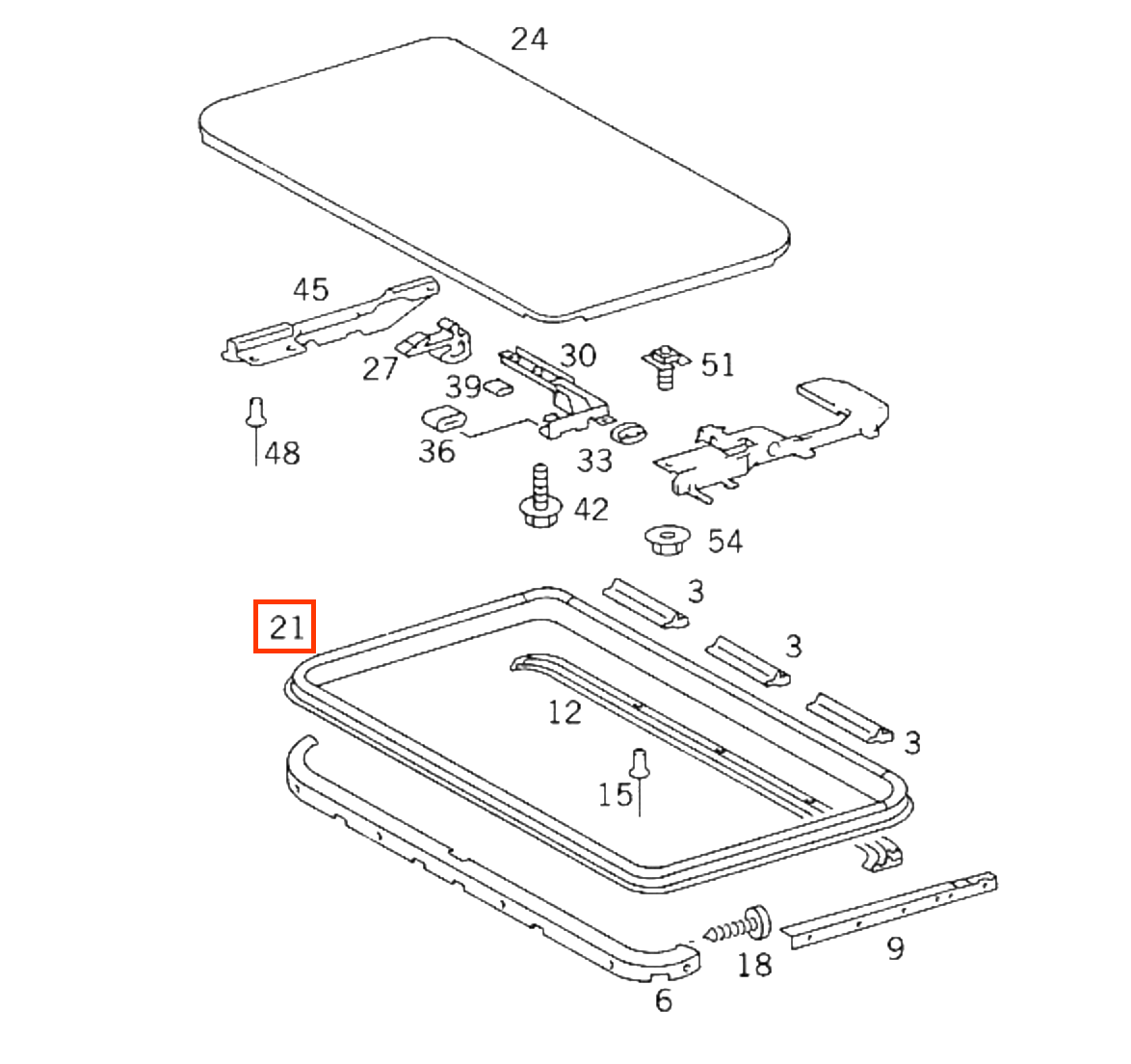 Mercedes-Benz W124 W201 W202 – Sunroof Sliding Seal (A1247800298) — view 3