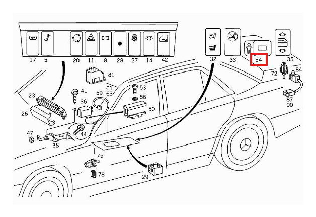 Mercedes-Benz W124 W201 W460 G-Class Child Safety Window Switch Cover Blank Black — view 5