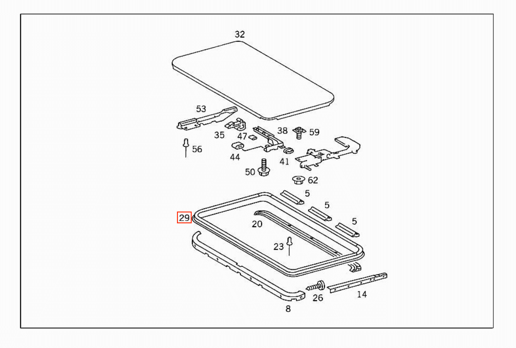 Mercedes-Benz W126 C126 W140 G-Class Sunroof Sliding Seal (A1267800098 / A1407800098) — view 4
