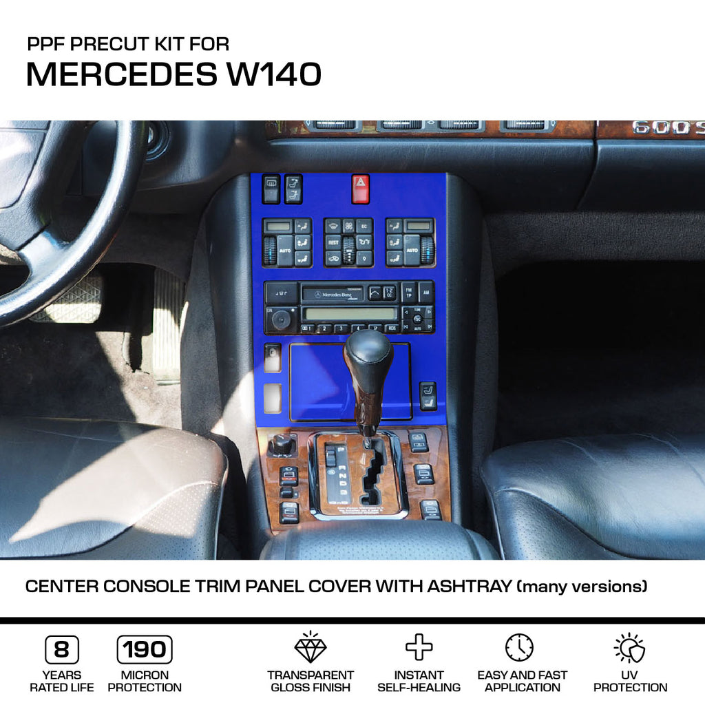 Mercedes-Benz W140 Center Console Trim Panel Cover with Ashtray – 3m Pro Transparent PPF