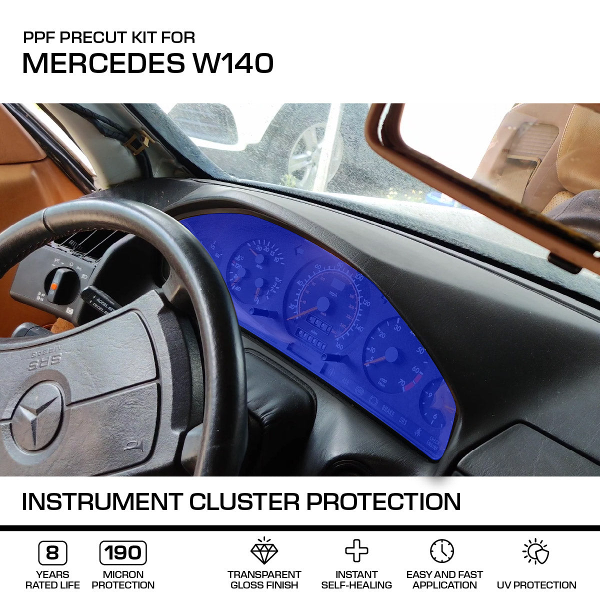 Mercedes-Benz W140 Instrument Cluster Protection PPF Paint Protection Film Precut