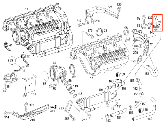 EGR Hose Pipe Connector – Mercedes W163 ML 2.7 CDI (A6122030008) — view 3