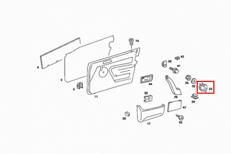 Mercedes-Benz W201 Front Door Handle Bracket Black Left or Right — view 4