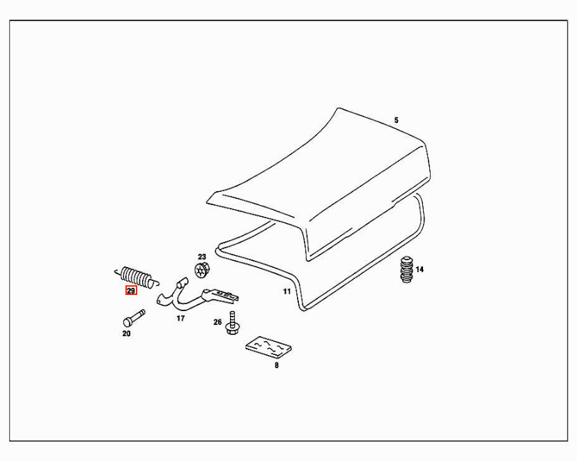Mercedes-Benz W201 Spring Hinge Trunk Lid Set of 2 (A2017570129) — view 6