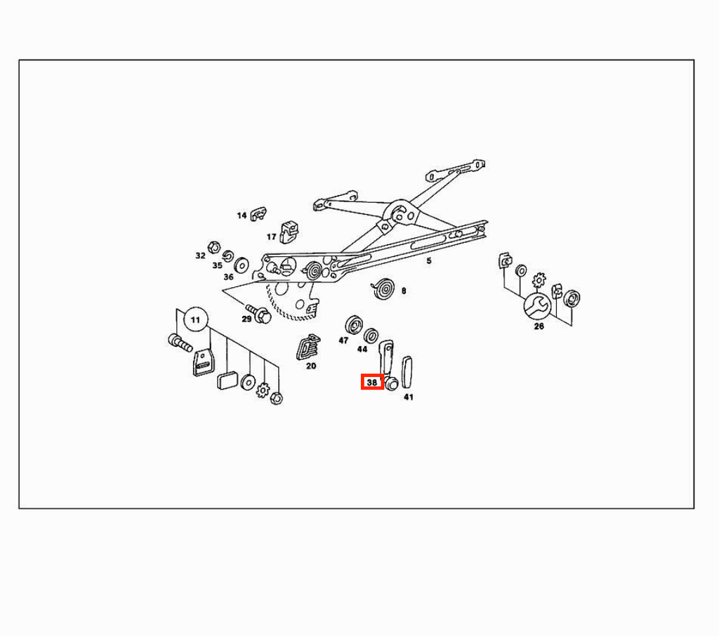 Mercedes-Benz W201 Window Crank Regulator (A2017600202) — view 5