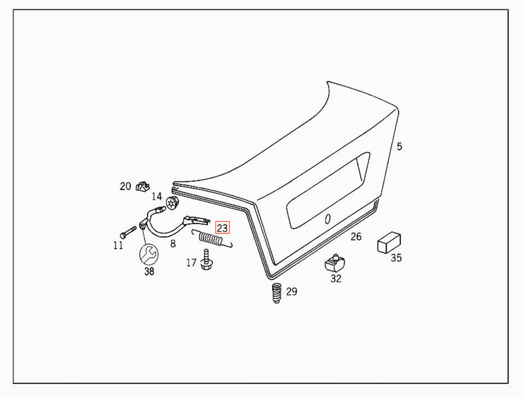Mercedes-Benz W202 Spring Hinge Trunk Lid (A2027570029) — view 5