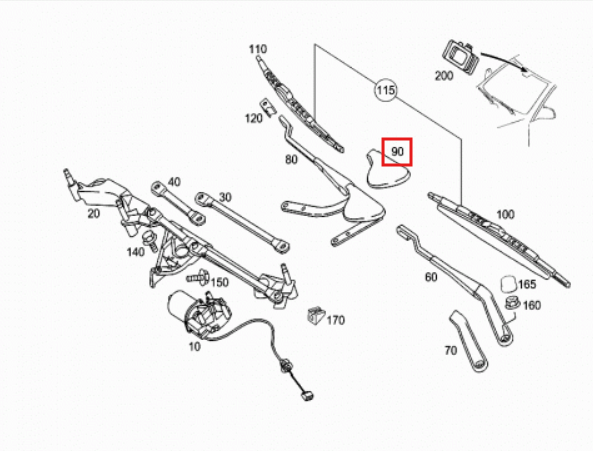 Mercedes-Benz W203 Front Wiper Cover Trim Black (A2038240049) — view 5
