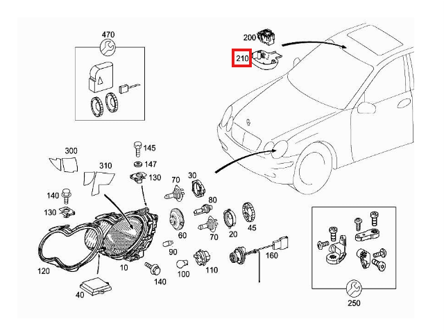 Mercedes-Benz W203 Light Rain Sensor Cover Trim (A2038220135) — view 5