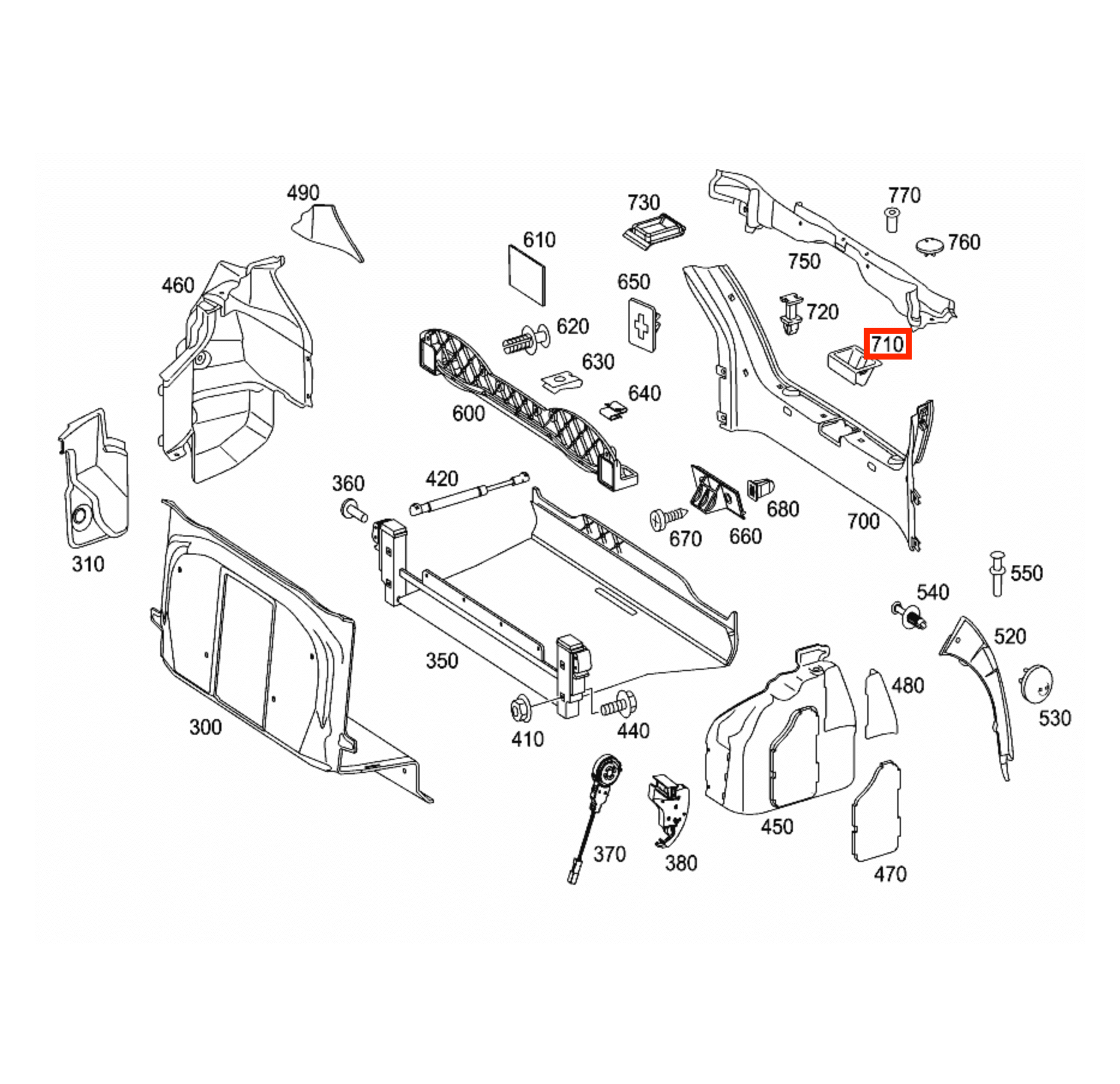 Mercedes-Benz W203 W209 Trunk Boot Protection Lock Insert Trim Black (A2036940033) — view 5