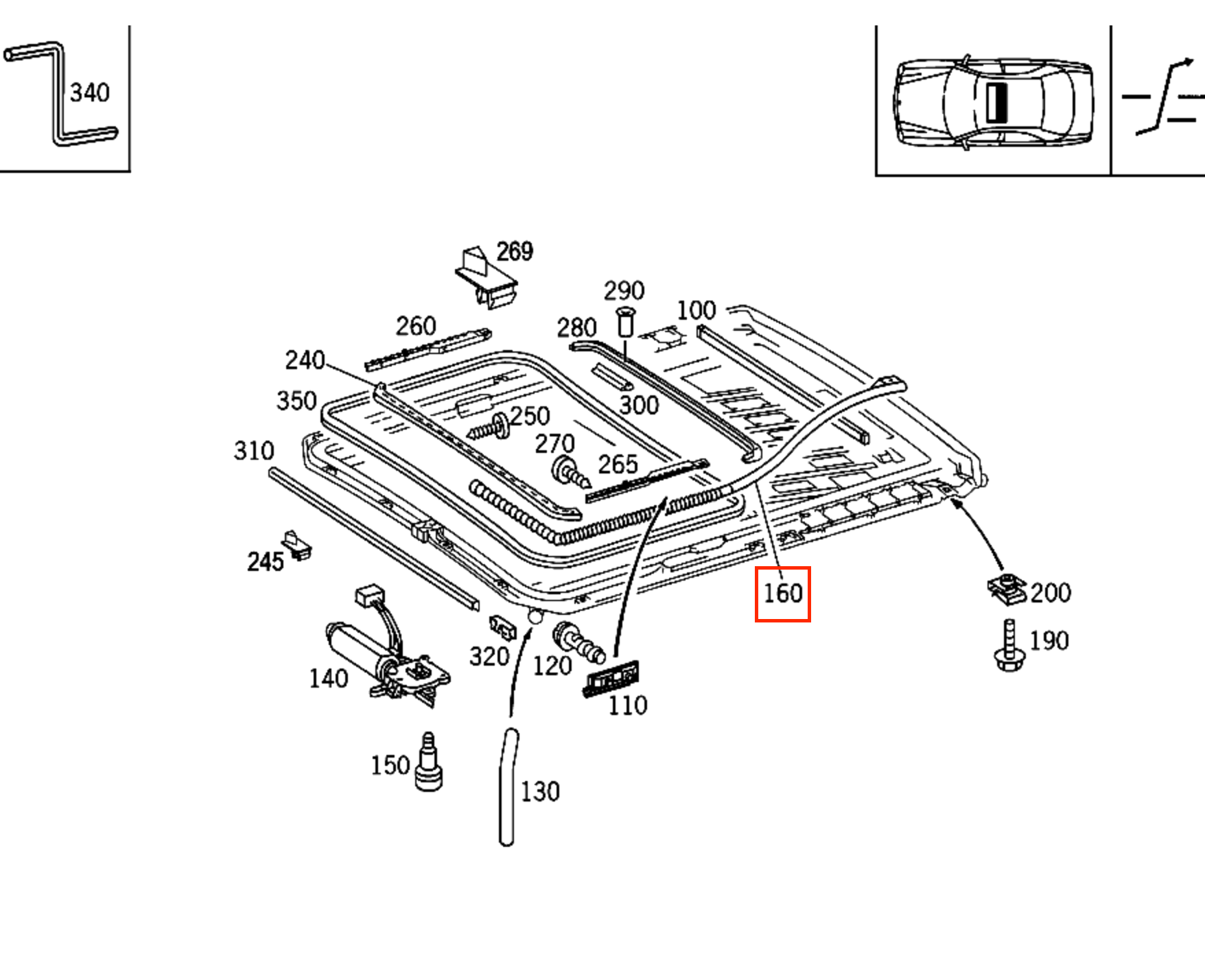 Mercedes-Benz W203 W211 C209 Sunroof Repair Cables Set of 2 (A2157800589 / A2157800689) — view 3