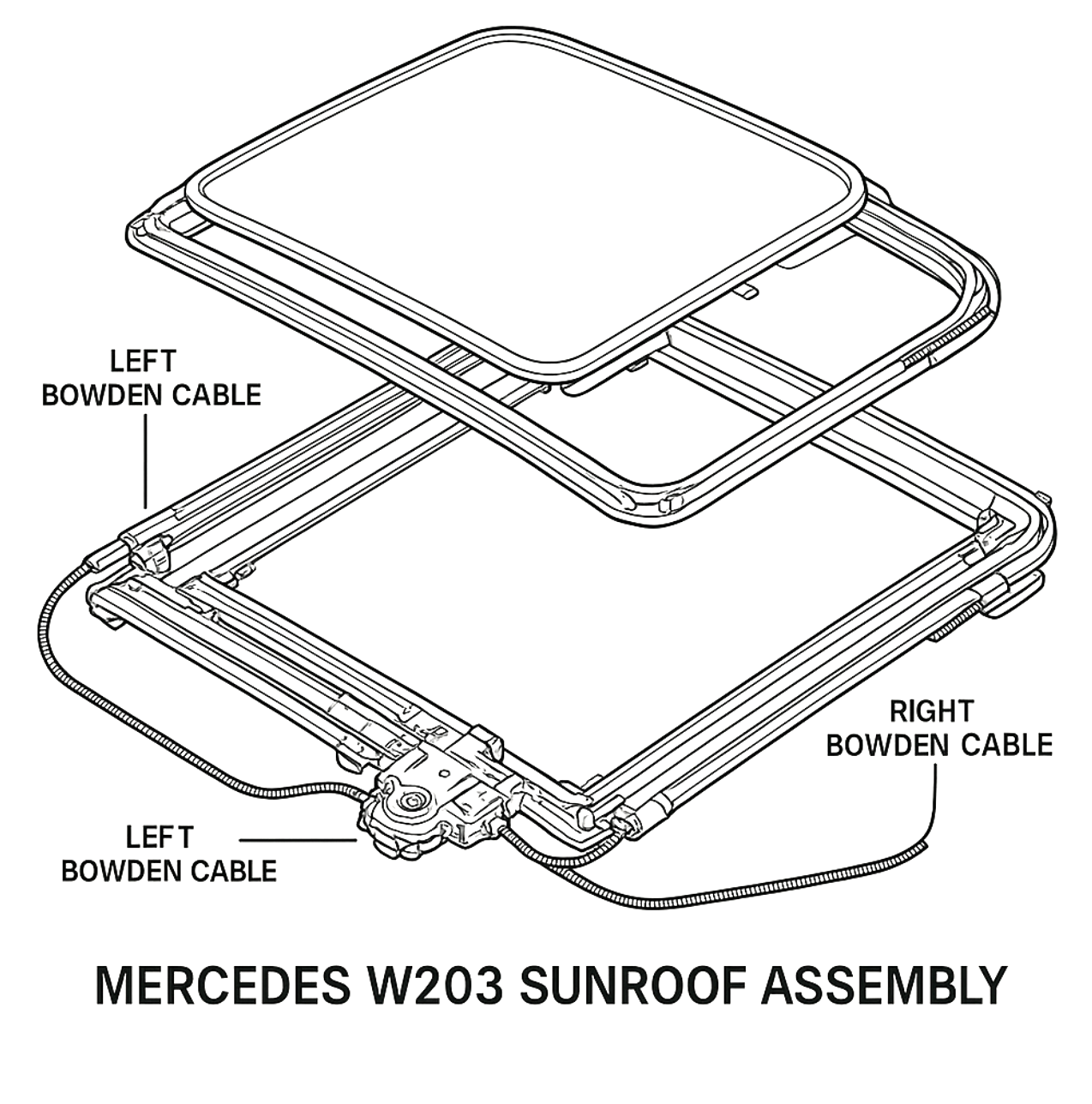Mercedes-Benz W203 W211 C209 Sunroof Repair Cables Set of 2 (A2157800589 / A2157800689) — view 4