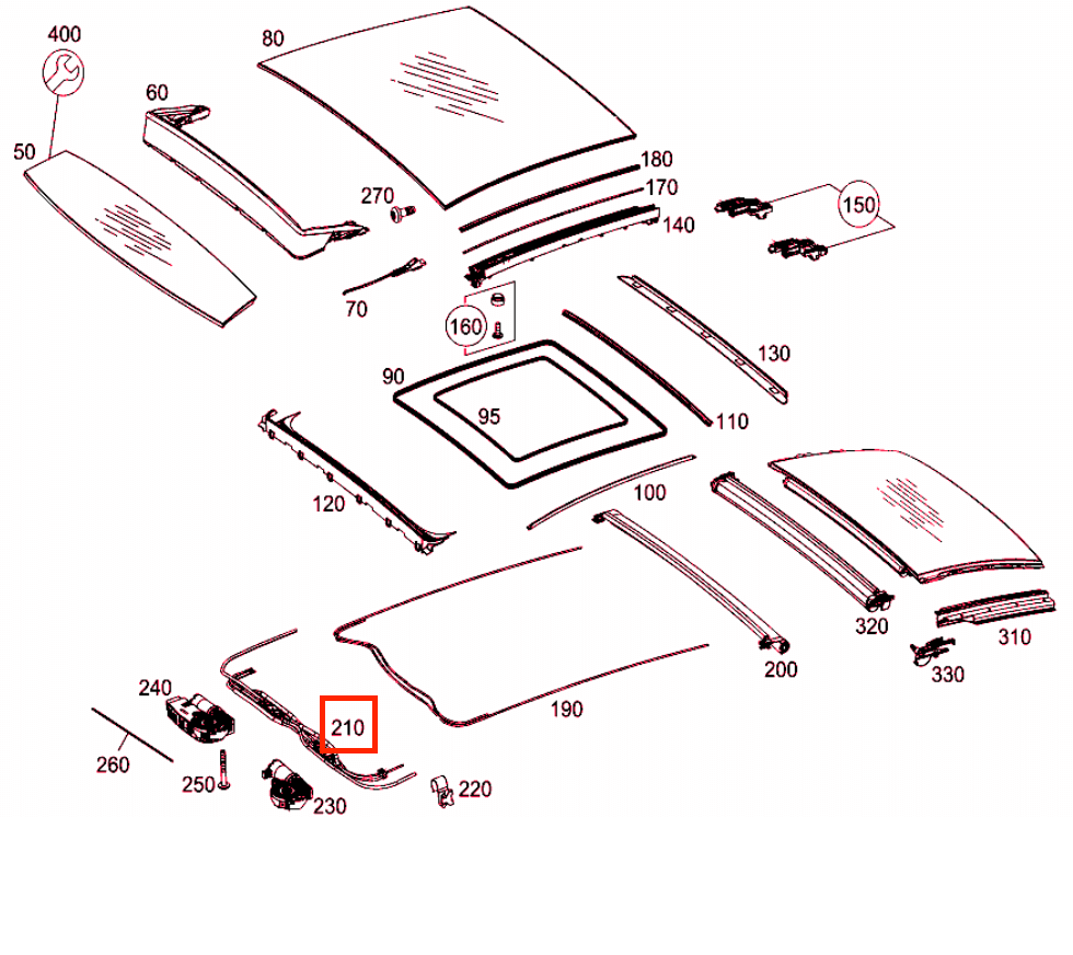 Mercedes-Benz W205 Sunroof Repair Cables Set of 2 (A2056362731) — view 2