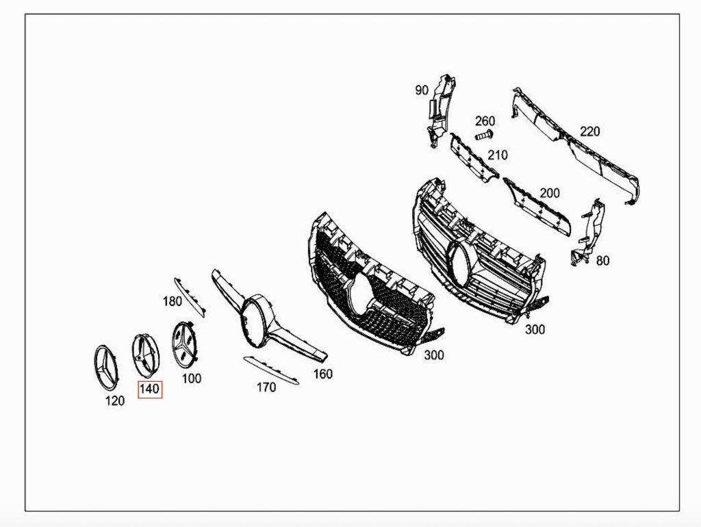 Mercedes-Benz W207 W204 C117 Radiator Grille Star Badge Base Plate (A0008880060) — view 5