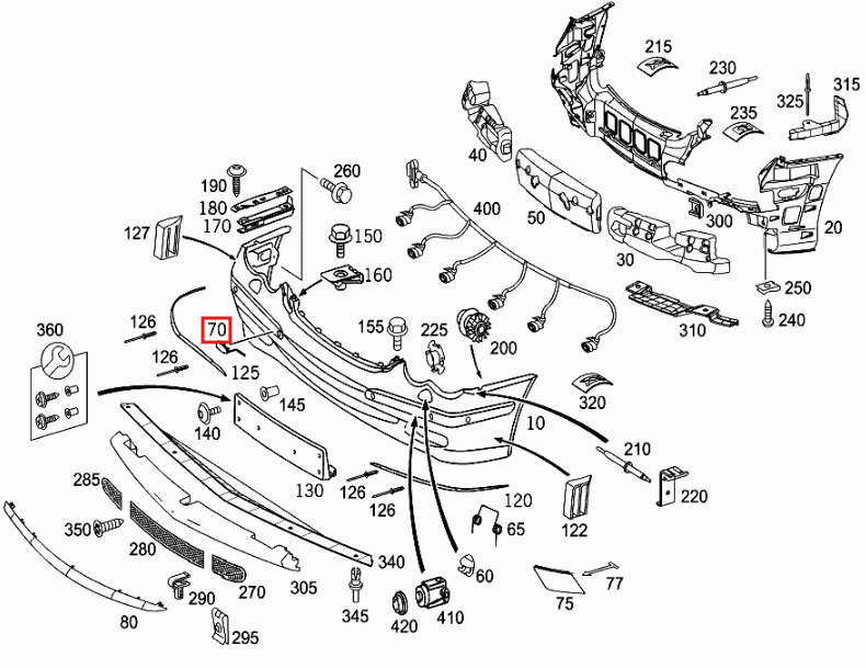 Mercedes-Benz W209 Front Tow Hook Cap Cover Primed (A2098850026) — view 5