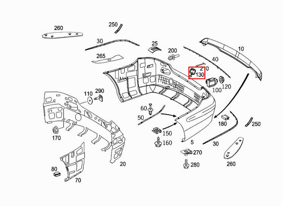 Mercedes-Benz W209 Rear AMG Bumper Tow Hook Eye Cover Primed (A2098850226) — view 5