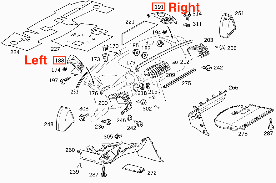 Mercedes W210 Dash Speaker Cover Left Or Right All Color A2106800539 / A2106800639 — view 4