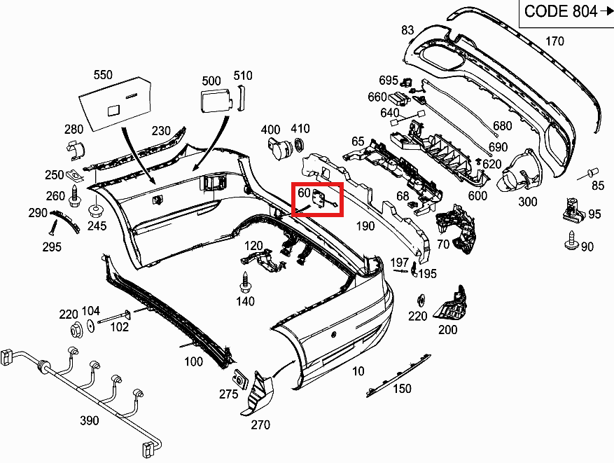 Mercedes-Benz W212 AMG Rear Bumper Tow Hook Cover Primed (A2128850426) — view 5