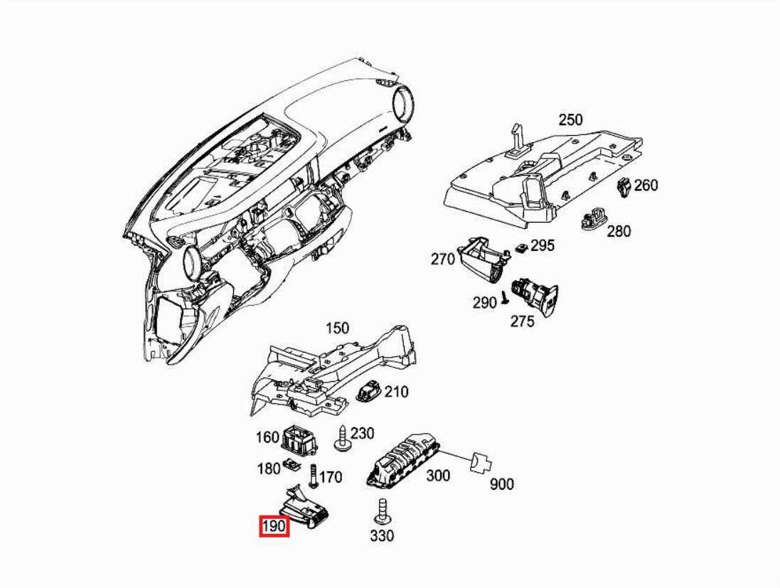 Mercedes-Benz W213 Interior Bonnet Release Pull Handle Black and Red (A2138800402) — view 7