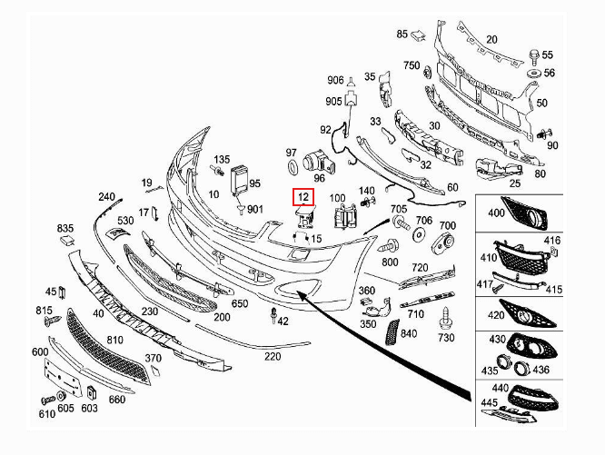 Mercedes-Benz W221 Headlight Washer Cover Left or Right (A2218800505 / A2218800605) — view 4