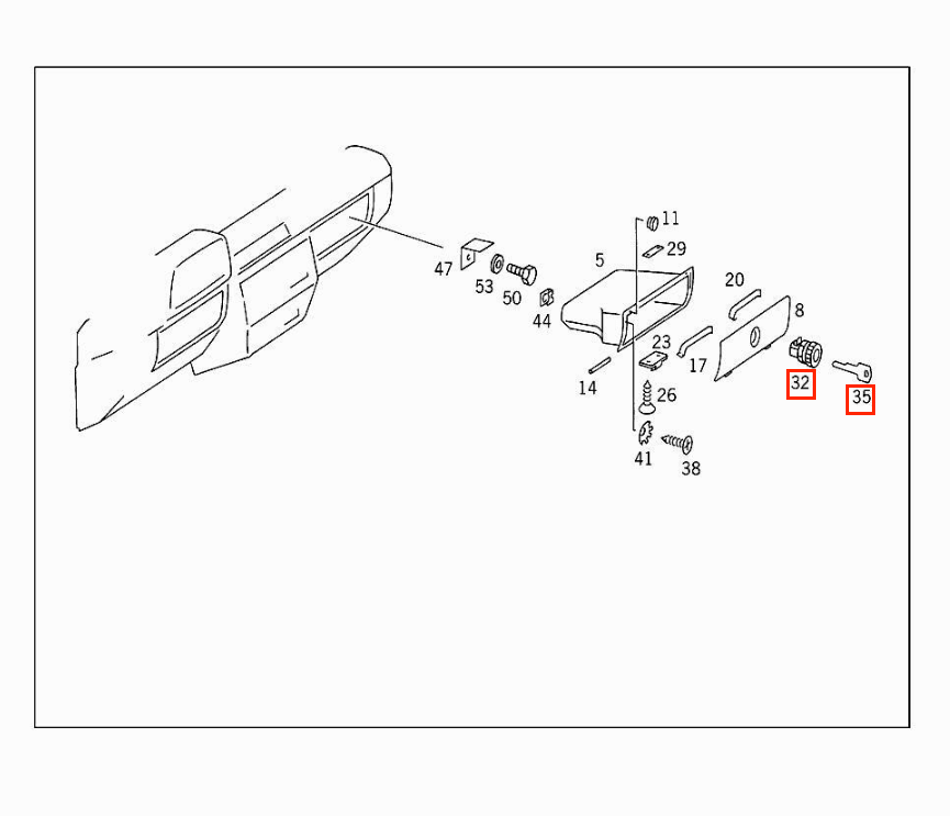 Mercedes-Benz W460 W461 G-Class Glove Box Lock (A0009883260 / 0009883260) — view 7