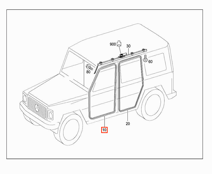 Mercedes-Benz W463 G-Class Front Door Seal Left (A4637210280) — view 3
