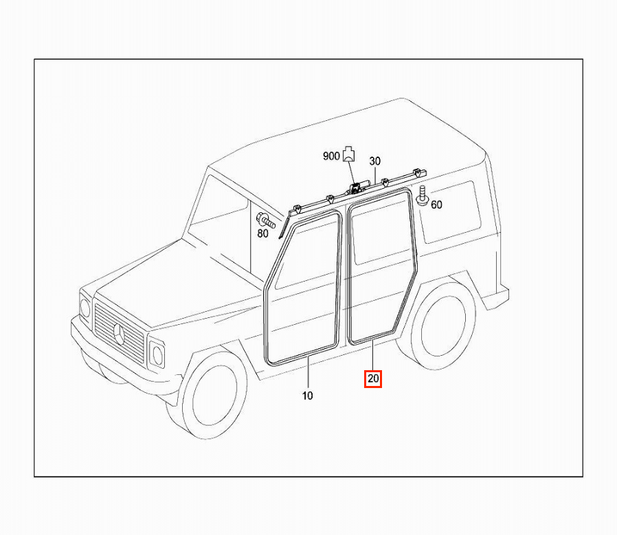 Mercedes-Benz W463 G-Class Long Rear Door Seal (A4637310380 / A4637311300) — view 3
