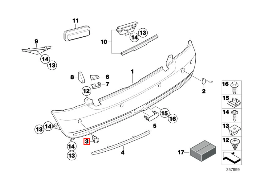MINI BMW Mini Cooper R50 R53 R52 Parking Sensor Holder Mounting Bracket All Colours (51127048722) — view 4