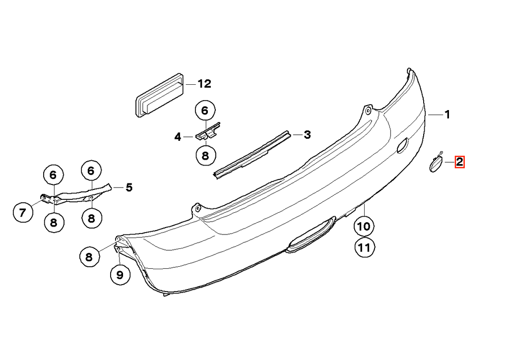 Mini Cooper R55 R56 R57 Rear Bumper Towing Eye Cap Cover Primed (2751704) — view 4