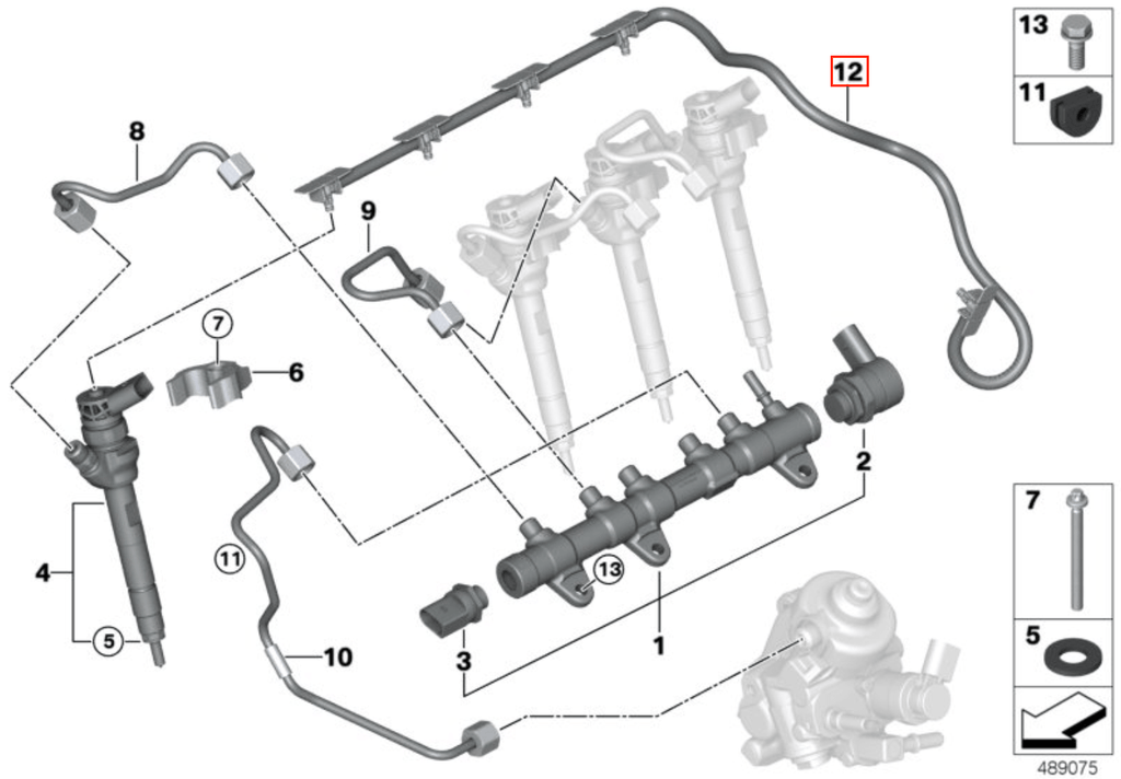 MINI F54 F55 F56 Radiator Coolant Hose Return Line (13538583458) — view 6