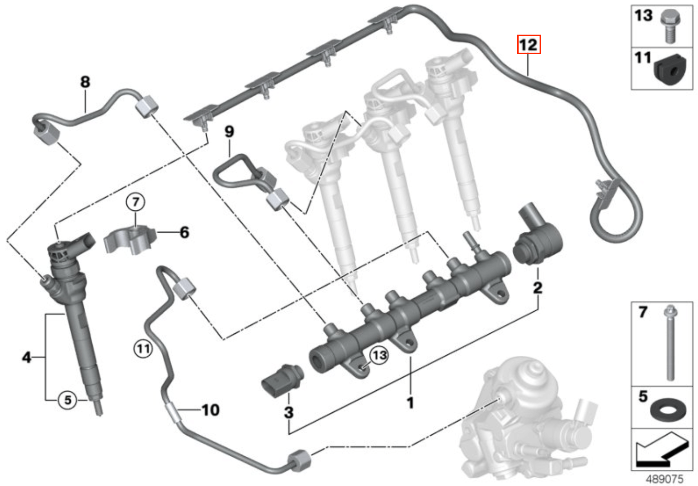 MINI F54 F55 F56 Radiator Coolant Hose Return Line (13538583458) — view 6
