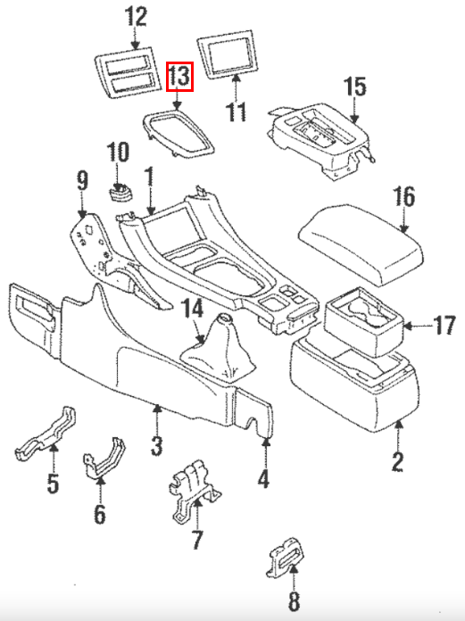 Mitsubishi 3000GT Automatic Transmission Garnish Trim Black MB604637 — view 4