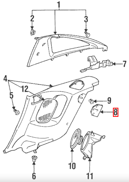 Mitsubishi 3000GT Rear Quarter Panel Trim Seat Latch Cover Set Of 2 Black MB766591 — view 4