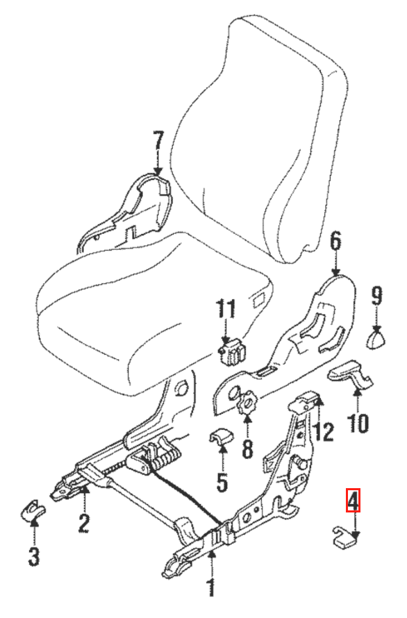 Mitsubishi 3000GT Seat Plastic Anchor Bolt Cover Left Or Right Black MB770115 / MB770116 — view 4