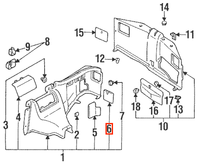 Mitsubishi 3000GT Side Boot Trim Cover Left or Right Black (MB692629 / MB692630) — view 4
