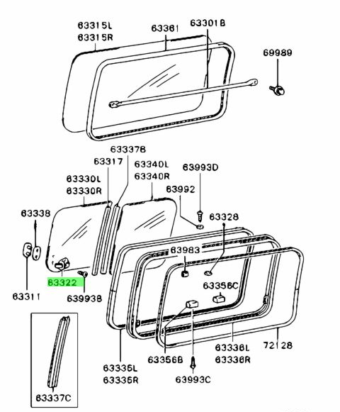 Mitsubishi Pajero Montero Mk2 Door Window Glass Lock Buckle Clip Cap Cover Set of 2 Black — view 5