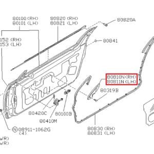 Nissan 300ZX ZS32 Front Door Mirror Corner Cover Trim Left Or Right Black 80293-30P00 / 80292-30P00 — view 4