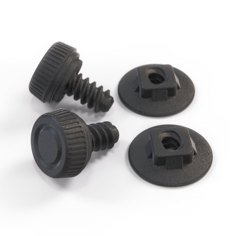 Nissan Datsun 280ZX, 300ZX Trunk Panel Plastic Lock Bolt Retainer Set Black 76981-01P00, 84987E, 84987F — view 2
