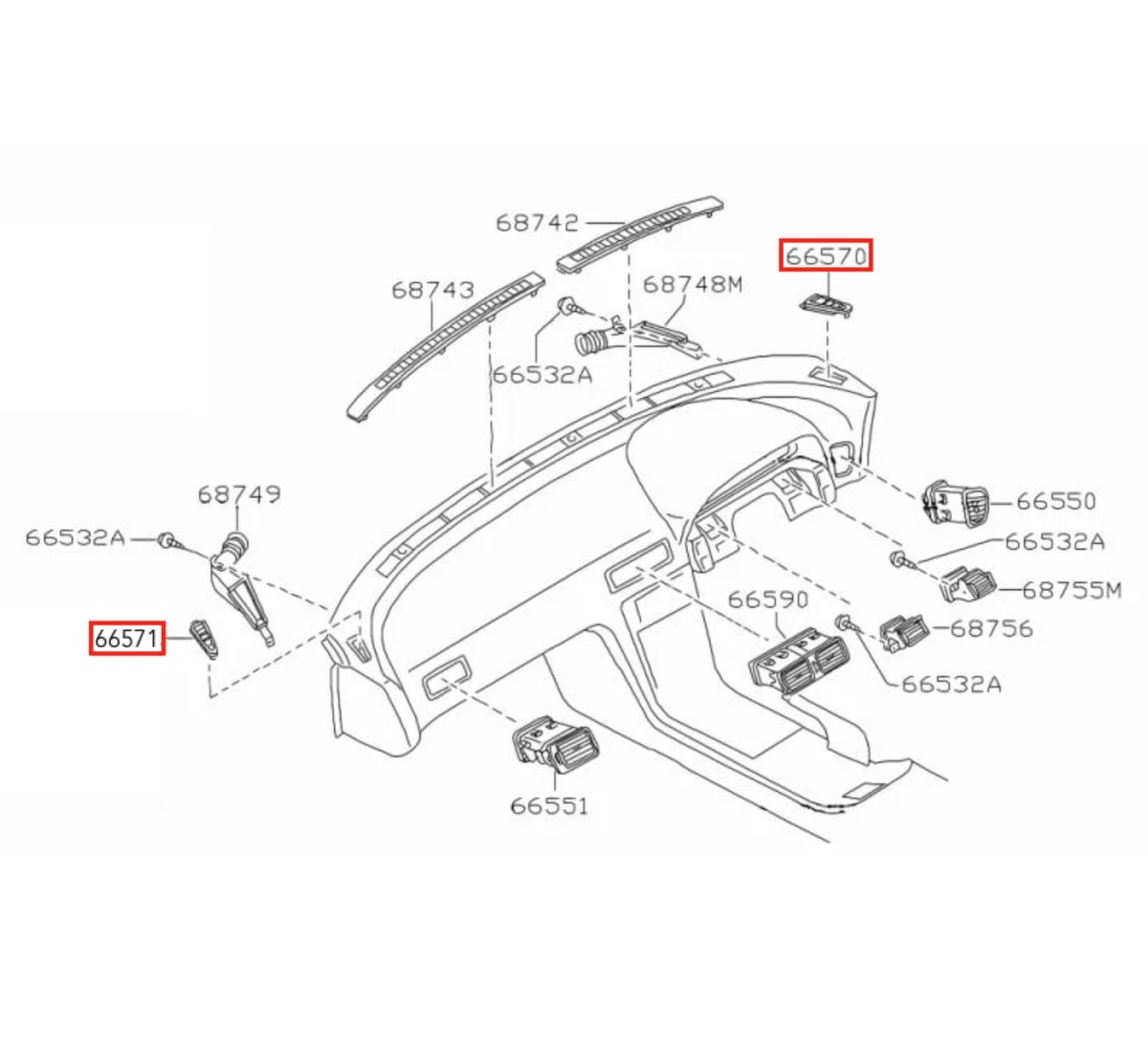 Nissan S13 / Silvia / 180SX / 200SX / 240SX Dashboard Side Vent Grille Gauge Holder LHD or RHD (68741-35F00 / 68740-35F00) — view 6