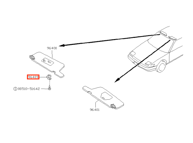 Nissan S13 Silvia Bluebird Laurel 180SX 200SX 240SX Sun Visor Hook Clip Set of 2 Black or Gray (96409-58E02 / 96409-50Y03) — view 5