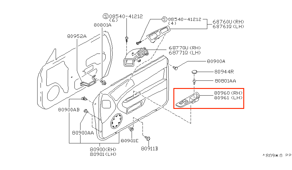 Nissan S14 240SX Interior Window Switch Trim Bezel LHD Or RHD Black 80961-70F00 / 80960-70F00 — view 2