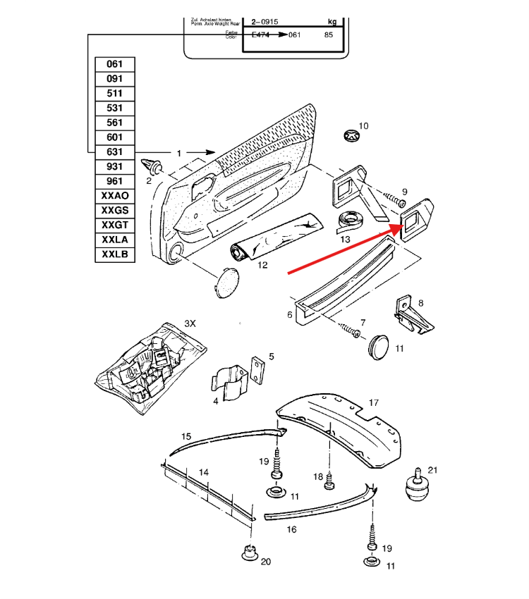 Opel Calibra Inner Driver Door Handle Cover Black LHD or RHD (90347659) — view 4
